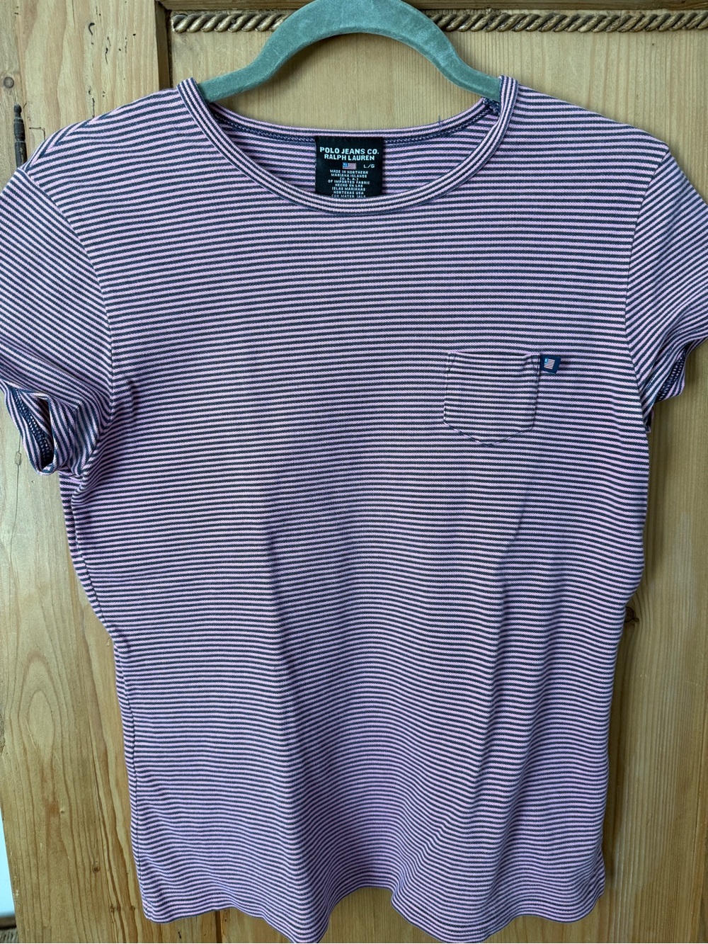 Ralph Lauren Pink and White Striped Short Sleeve Tee